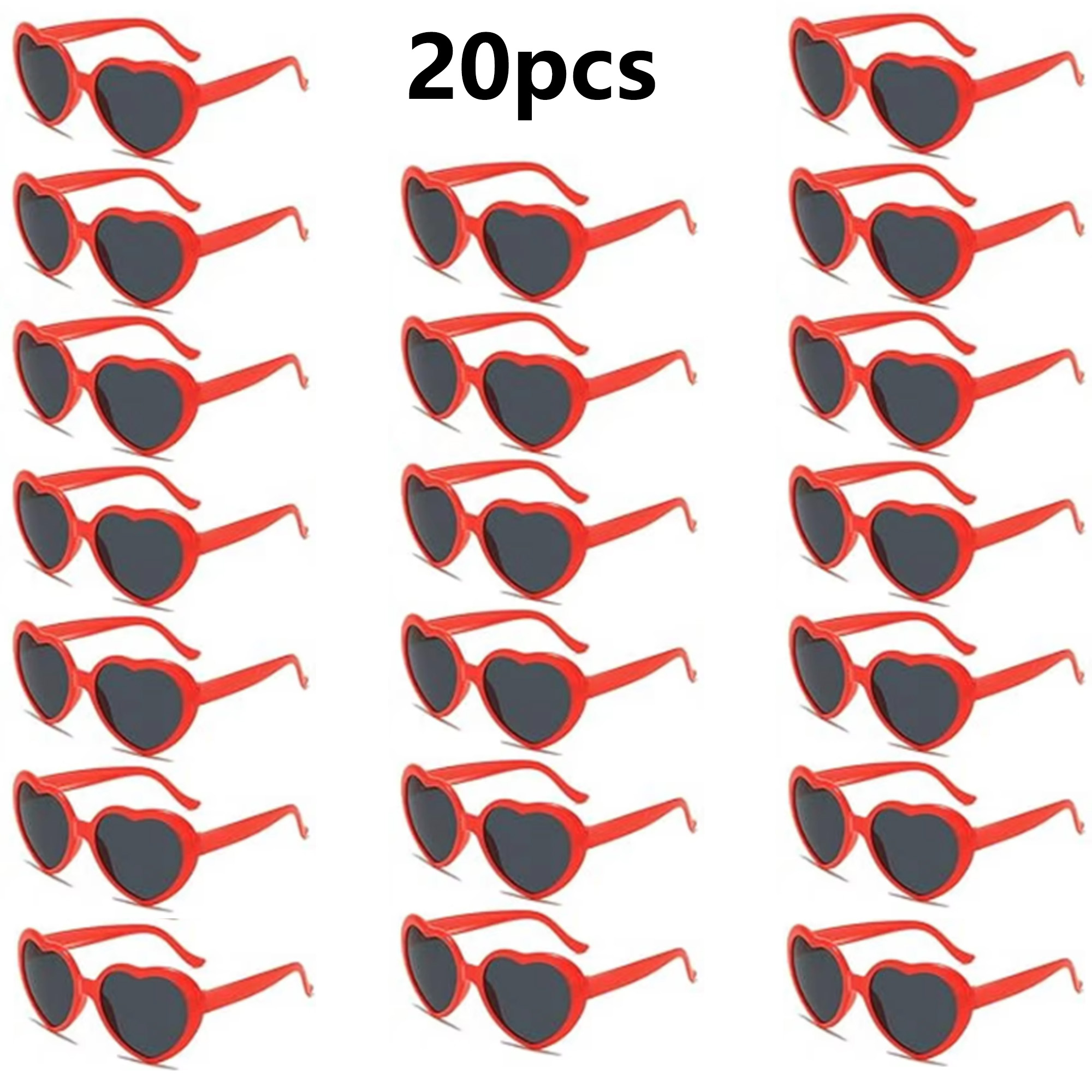 20 Pack Red Heart Sunglasses B - Glow In The Dark Party Glasses recension och pris