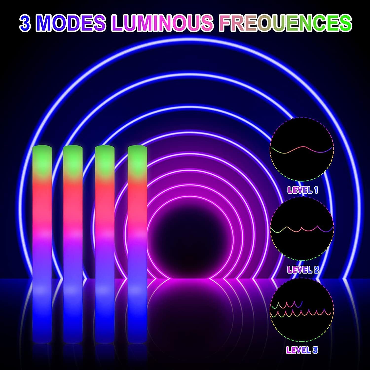 42Pcs Colorful RGB Glow Foam S - Flashing Led Foam Sticks Party recension och pris