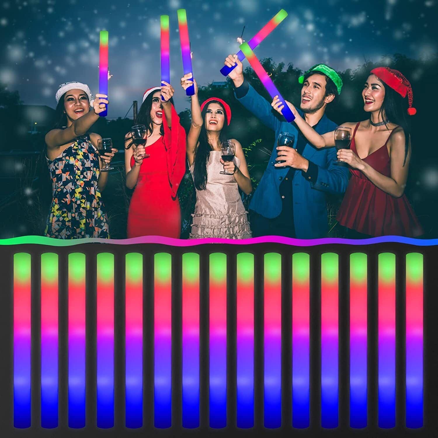 42Pcs Colorful RGB Glow Foam S - Flashing Led Foam Sticks Party recension och pris