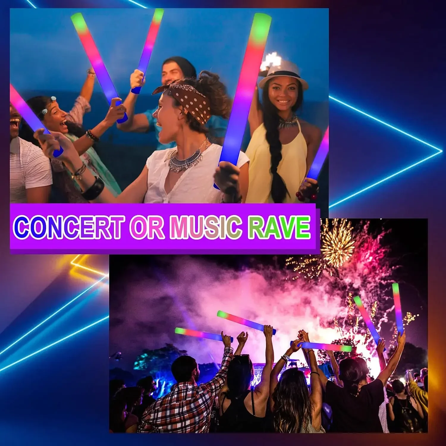 3Z-50PCS Led Foam Glow Sticks  - Flashing Led Foam Sticks Party recension och pris