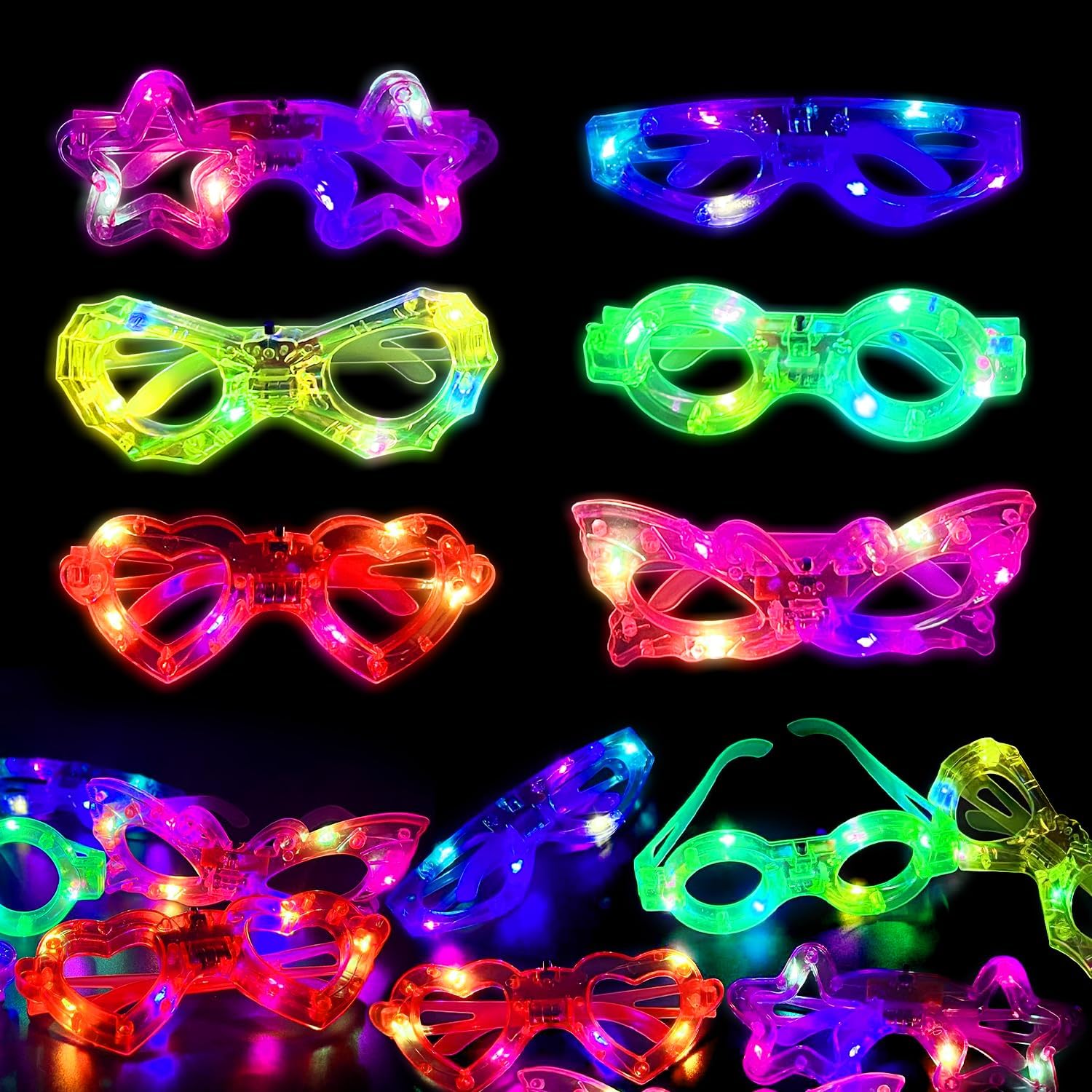 12pcs LED Light Up Glasses Glo - Glow In The Dark Party Glasses recension och pris