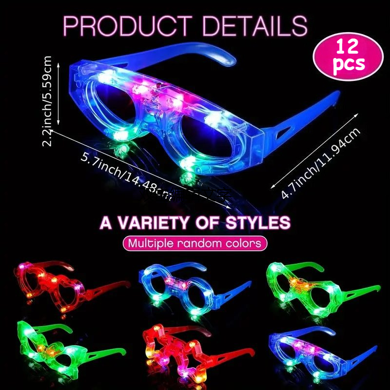 12pcs LED Light Up Glasses Glo - Glow In The Dark Party Glasses recension och pris