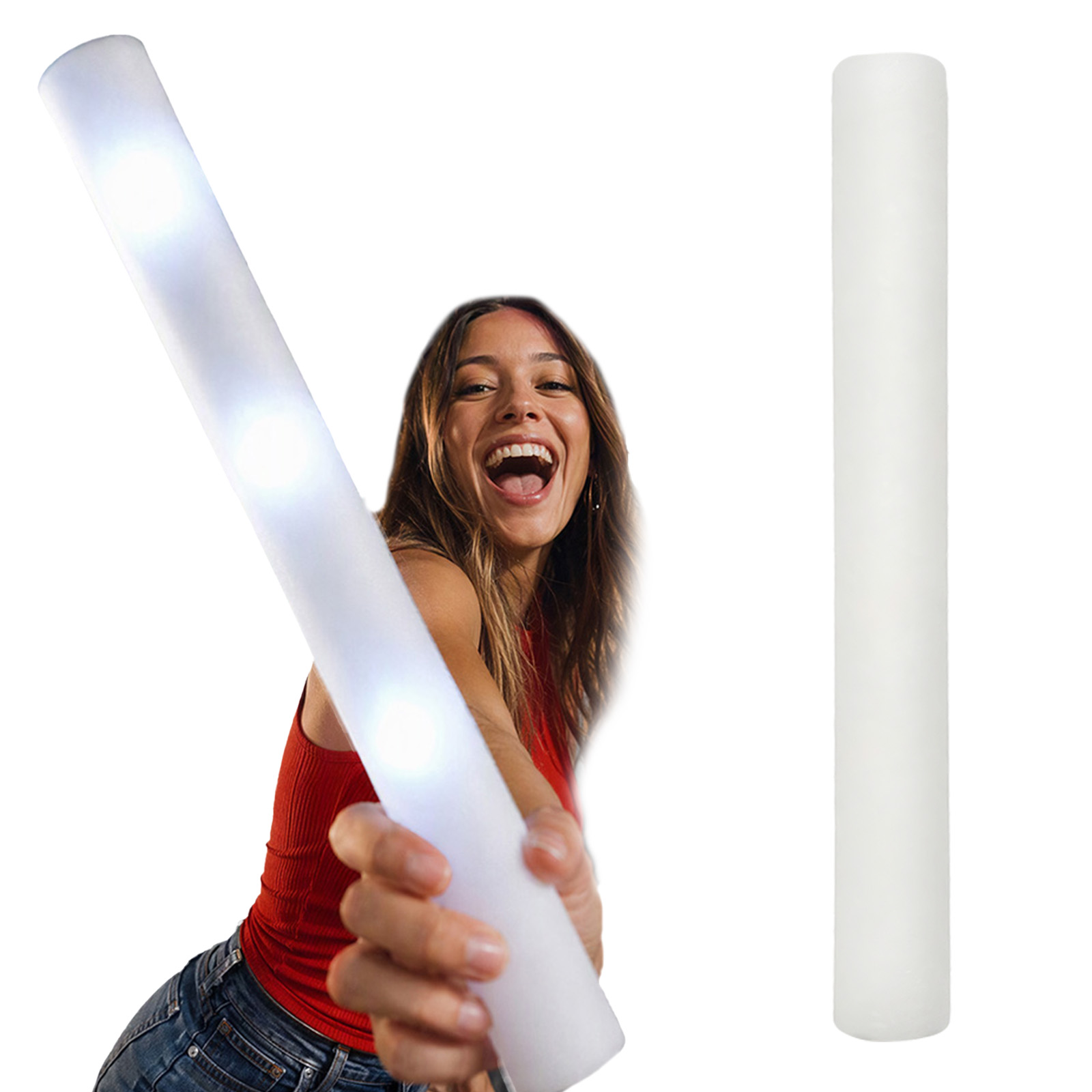 Reusable White Foam LED Glow S - Flashing Led Foam Sticks Party recension och pris
